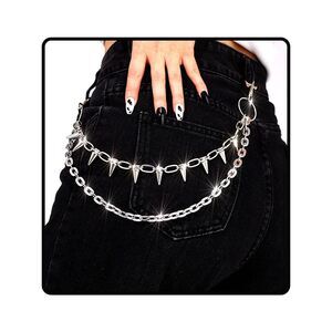 Punk Pant Chain For Men Women Rivet Layered Jeans Chains Silver Pearl Belt🌷